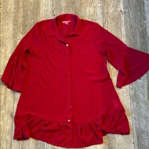 Lilly Pulitzer red sheer swim coverup NWOT Sz L